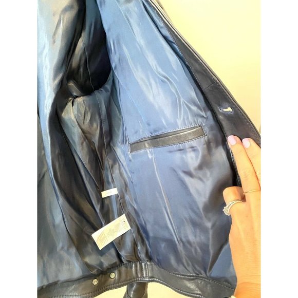 New Michael Kors MK Dark Blue Real Lamb Leather - Picture 5 of 9